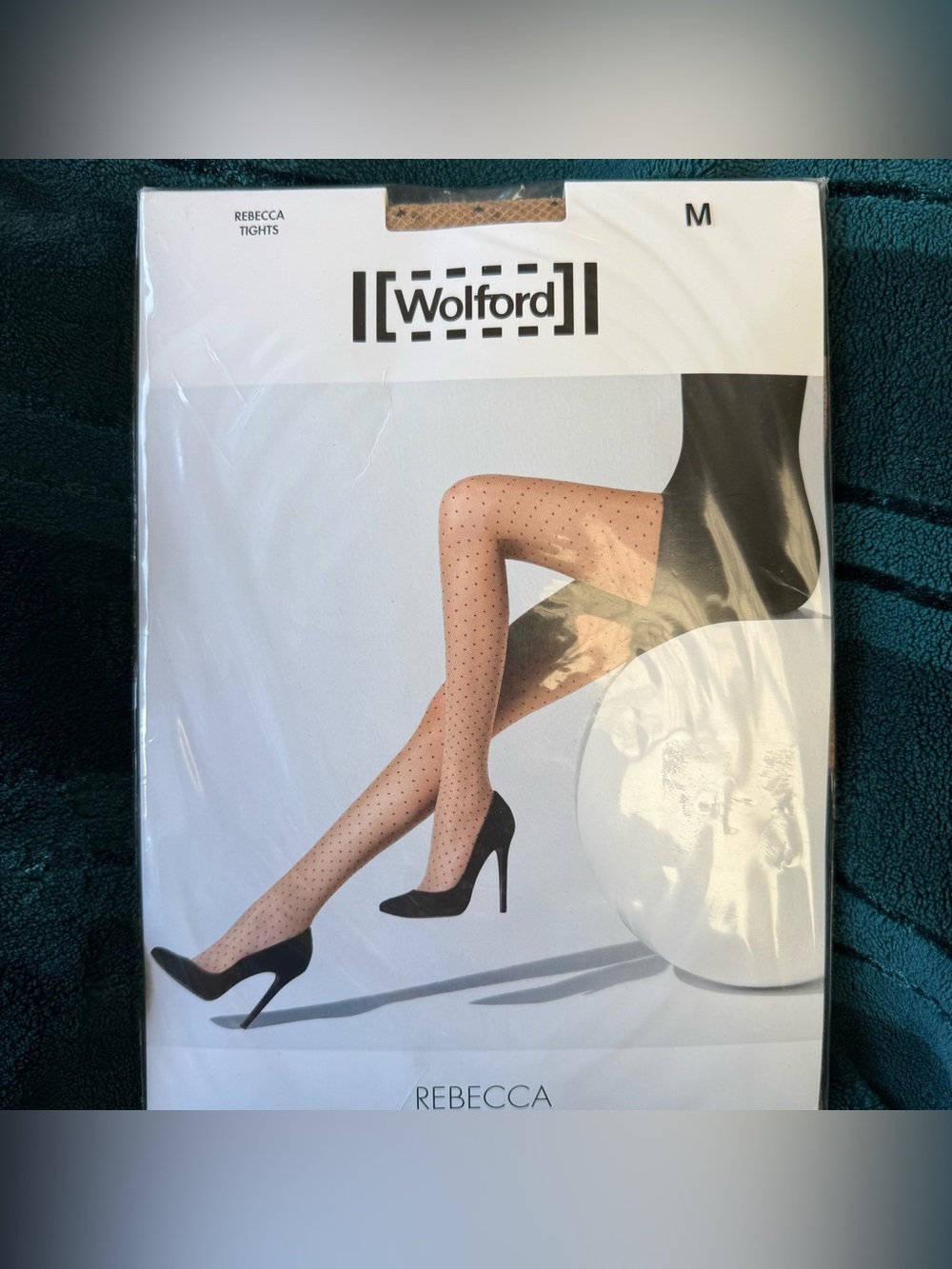 NWT Wolford Rebecca Polka Dot tights sahara / black size M - Picture 2 of 8